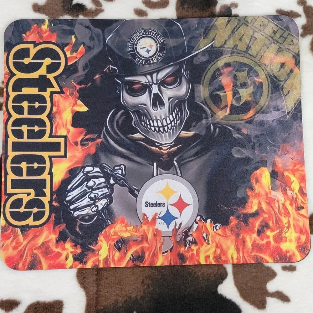 Steelers Football Skull Flames Non Slip Custom Mouse Pad